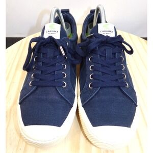 Cariuma OCA Low Canvas‎ Sneakers Lace Up Unisex Men 9 Women 10.5 Navy Blue